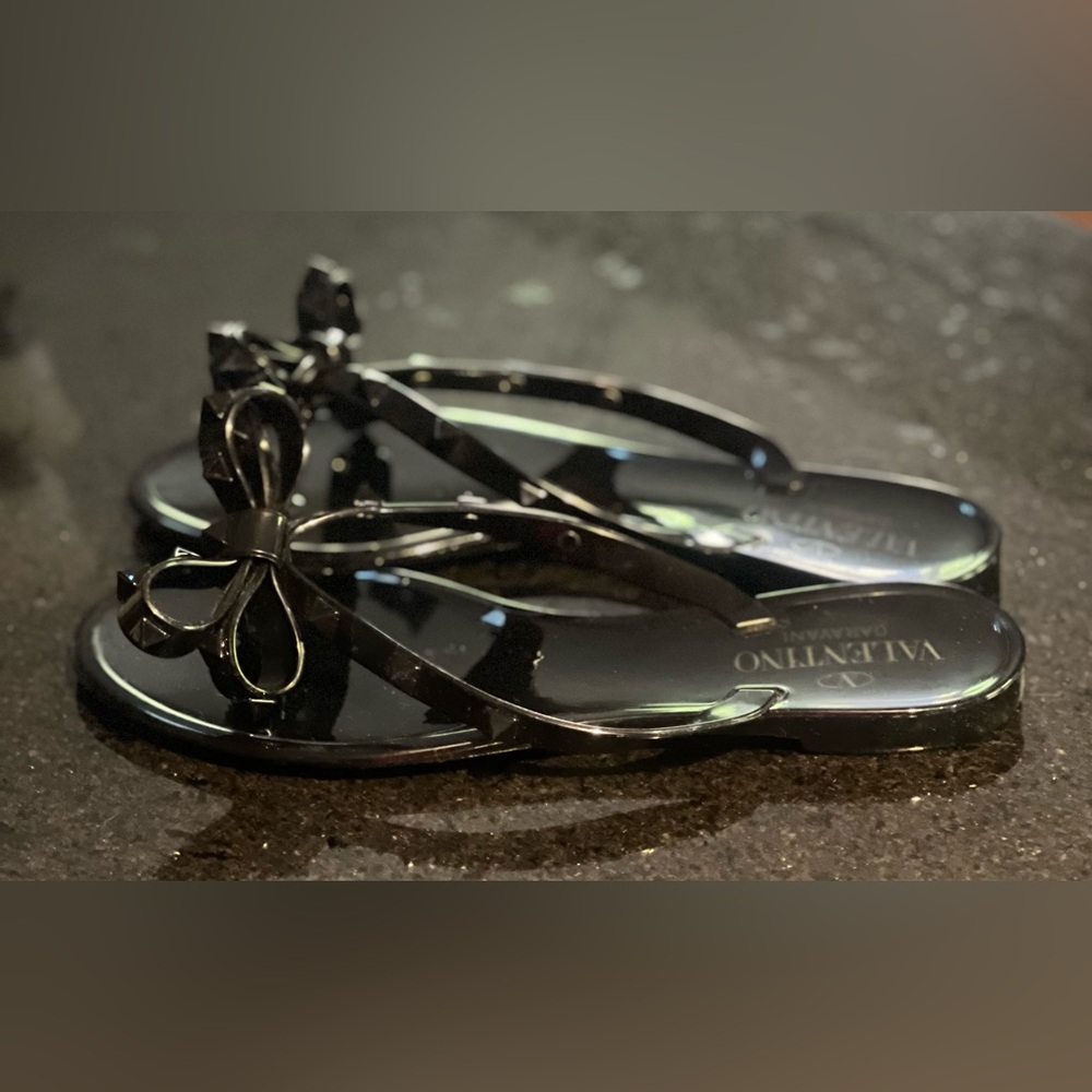 Valentino Black Rockstud Tonal Sandals - Picture 2 of 13